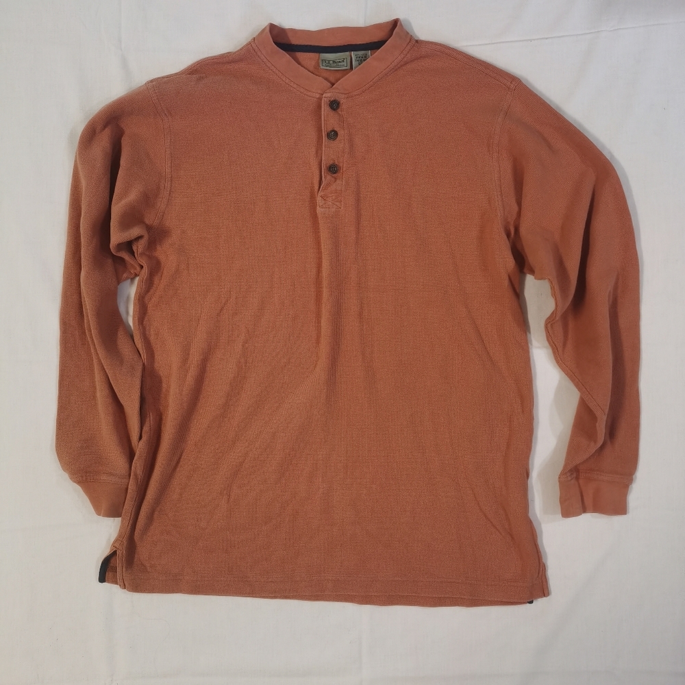 LL Bean Men's Tall Orange Long Sleeve Cotton Shirt L